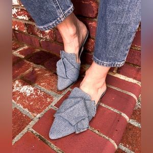 J. Crew Women’s denim-bow slide mules